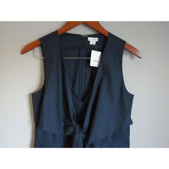 J Crew Blue Dress Women's Size 4 Navy Cotton Bow Dress - Picture 3 of 12